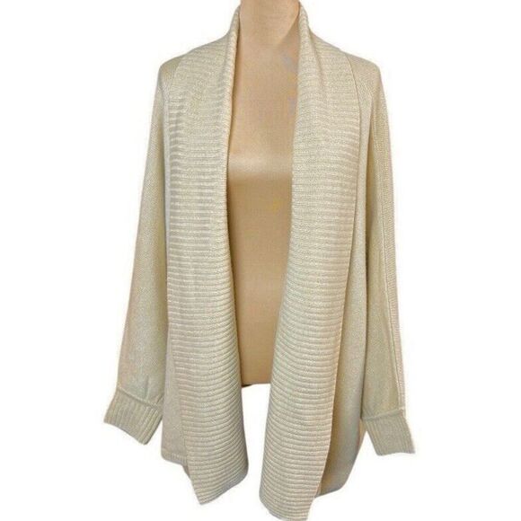 St. John Cashmere Cocoon Cardigan Womens Sz M Beige Quiet Luxury Oversized Cozy - Picture 1 of 11